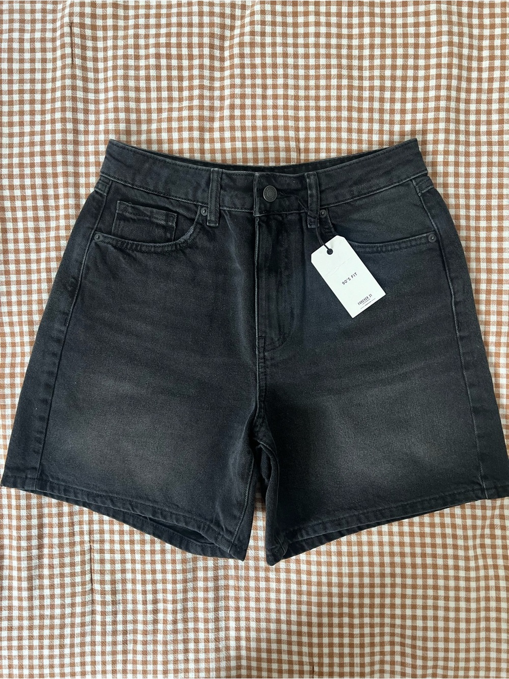 Forever 21 Black High-Rise 90s Fit Denim Shorts Size 27